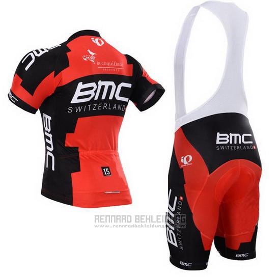 2015 Fahrradbekleidung BMC Shwarz und Orange Trikot Kurzarm und Tragerhose